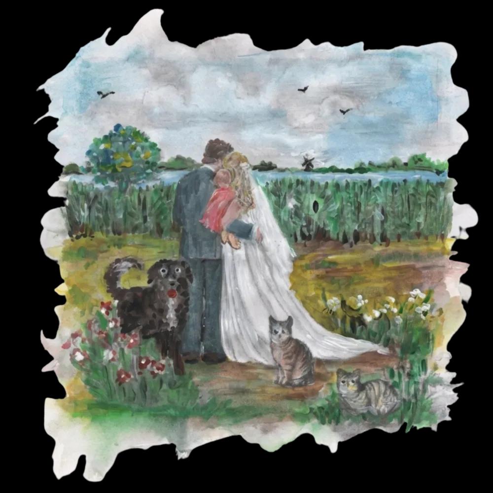 Watercolor illustratie van het bruidspaar